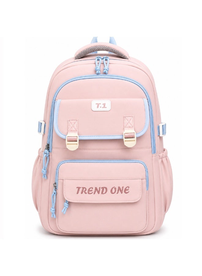 18 Inch School Backpack for Boys & Girls, Large Student Backpack with Multiple Compartments, Front Zipper Pocket, Side Bottle Pockets, Comfortable Carry Handle, 48*32*20 CM