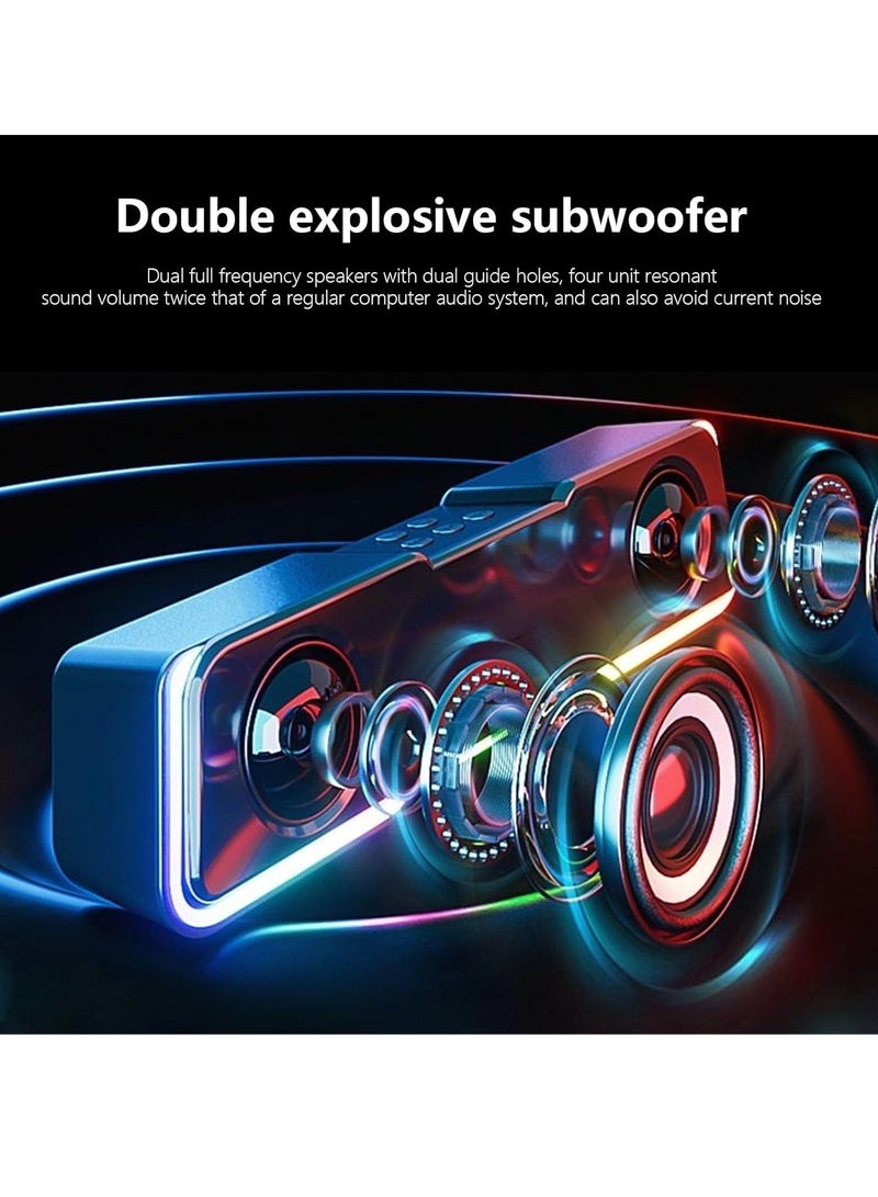 HalfSun RGB Bluetooth Speaker Soundbar - Wireless /USB Flash Playback/AUX 3.5mm Stereo Sound - HiFi 6W ( 3w x2 ) - RGB Light Speaker - USB Wired for Power | Black - Image 3