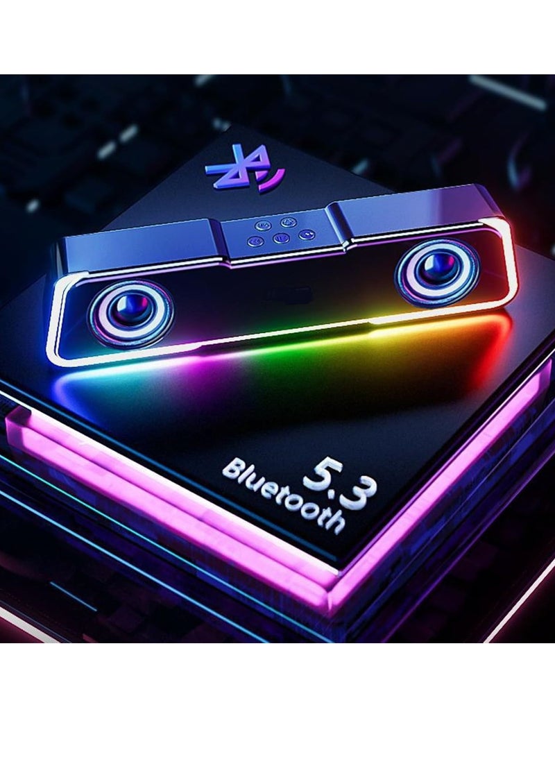 HalfSun RGB Bluetooth Speaker Soundbar - Wireless /USB Flash Playback/AUX 3.5mm Stereo Sound - HiFi 6W ( 3w x2 ) - RGB Light Speaker - USB Wired for Power | Black - Image 2