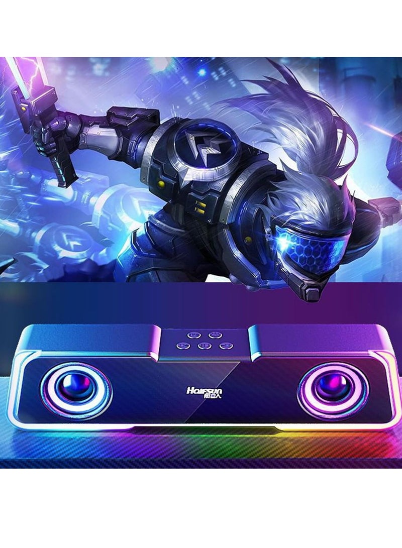 HalfSun RGB Bluetooth Speaker Soundbar - Wireless /USB Flash Playback/AUX 3.5mm Stereo Sound - HiFi 6W ( 3w x2 ) - RGB Light Speaker - USB Wired for Power | Black - Image 5