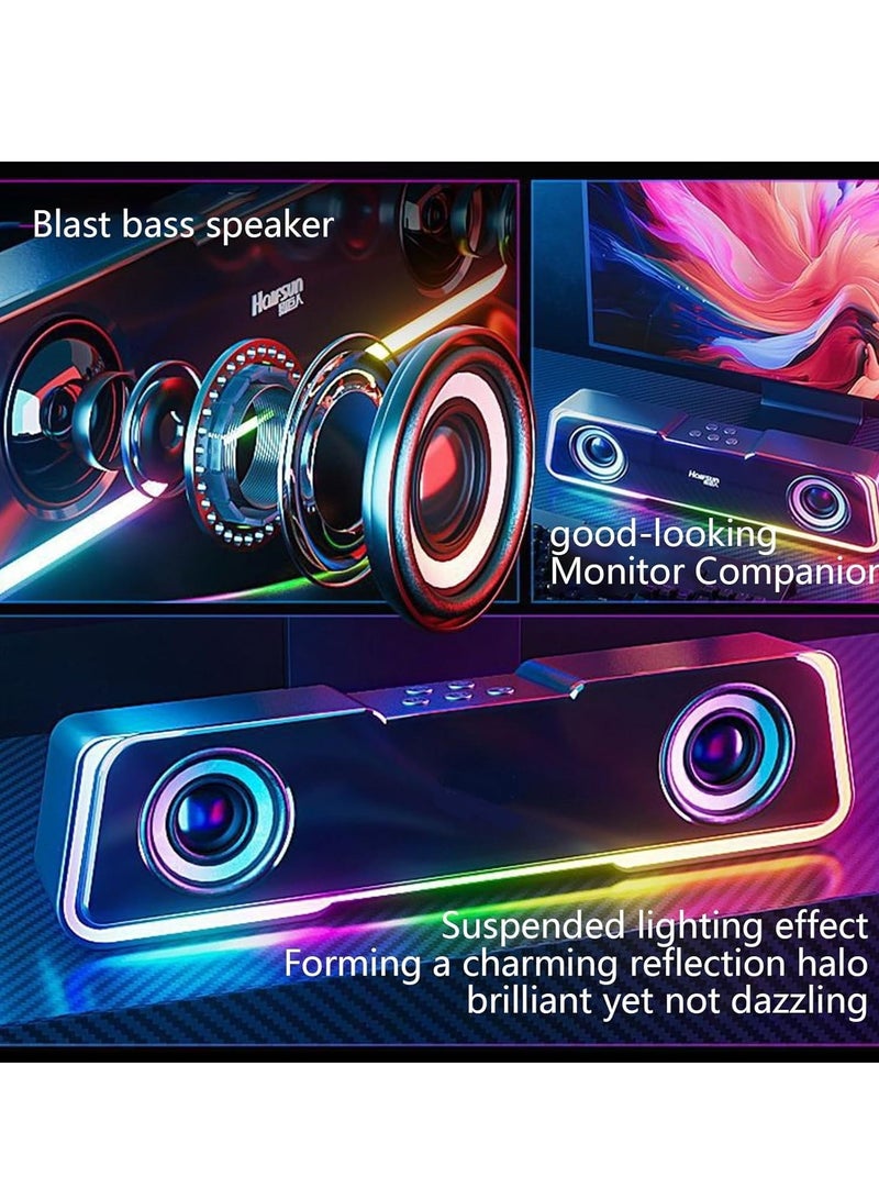 HalfSun RGB Bluetooth Speaker Soundbar - Wireless /USB Flash Playback/AUX 3.5mm Stereo Sound - HiFi 6W ( 3w x2 ) - RGB Light Speaker - USB Wired for Power | Black - Image 4
