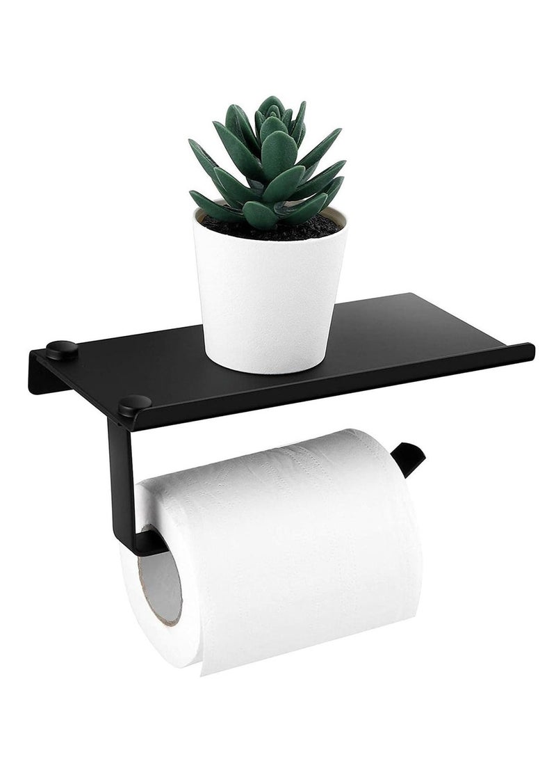 Black stainless steel Shelf & Toilet Paper Holder.  - Image 1