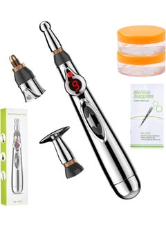 UYGHHK 3-in-1 Massage Acupuncture Pen, Electronic Pain Relief Therapy, Meridian Energy Massager Pen Self Massage Tools Muscle Healing with Massaging Gel 