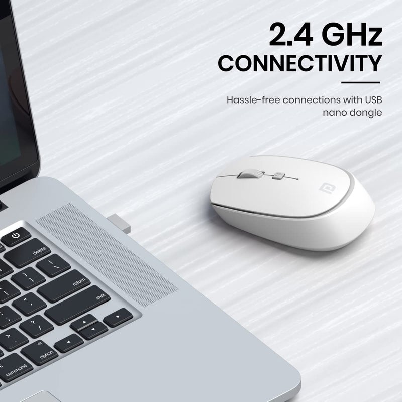 Portronics فأرة تواد 23 اللاسلكية الضوئية مع 2.4GHz، دونجل USB نانو، توجيه ضوئي، عجلة نقرة، DPI قابل للتعديل (أبيض) - Image 4