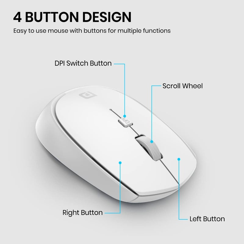 Portronics فأرة تواد 23 اللاسلكية الضوئية مع 2.4GHz، دونجل USB نانو، توجيه ضوئي، عجلة نقرة، DPI قابل للتعديل (أبيض) - Image 3