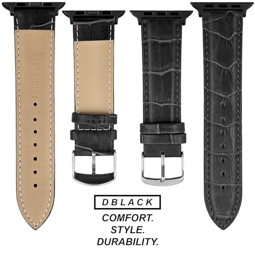DBLACK ‘’SAND’’ Compatible with Apple Watch Strap 42mm 44mm 45mm 46mm 49mm, Leather Watch Strap, Bamboo Pattern Design Watch Belt for iWatch Series 11 10 9 8 7 6 5 4 3 2 1, SE 3/2/1 and Ultra 3/2/1 (Watch is Not Included) (Black, 42mm 44mm 45mm 49mm / Black) - Image 3