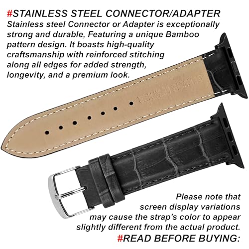 DBLACK ‘’SAND’’ Compatible with Apple Watch Strap 42mm 44mm 45mm 46mm 49mm, Leather Watch Strap, Bamboo Pattern Design Watch Belt for iWatch Series 11 10 9 8 7 6 5 4 3 2 1, SE 3/2/1 and Ultra 3/2/1 (Watch is Not Included) (Black, 42mm 44mm 45mm 49mm / Black) - Image 5