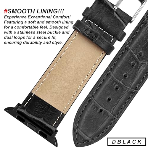 DBLACK ‘’SAND’’ Compatible with Apple Watch Strap 42mm 44mm 45mm 46mm 49mm, Leather Watch Strap, Bamboo Pattern Design Watch Belt for iWatch Series 11 10 9 8 7 6 5 4 3 2 1, SE 3/2/1 and Ultra 3/2/1 (Watch is Not Included) (Black, 42mm 44mm 45mm 49mm / Black) - Image 4