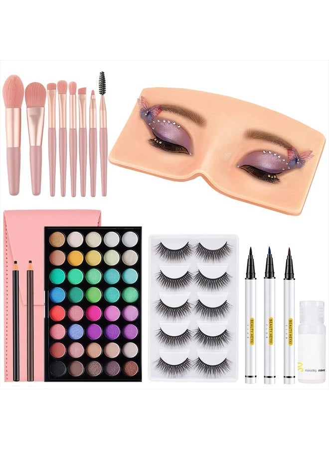 Aibipo Makeup Practice Face Board, 3D Reusable Makeup Mannequin Face Eyeshadow Mannequin, Make up Practice Face with Makeup Kit for Professional Makeup Artists Students and Beginners to Practice Eyes Makeup - Image 1