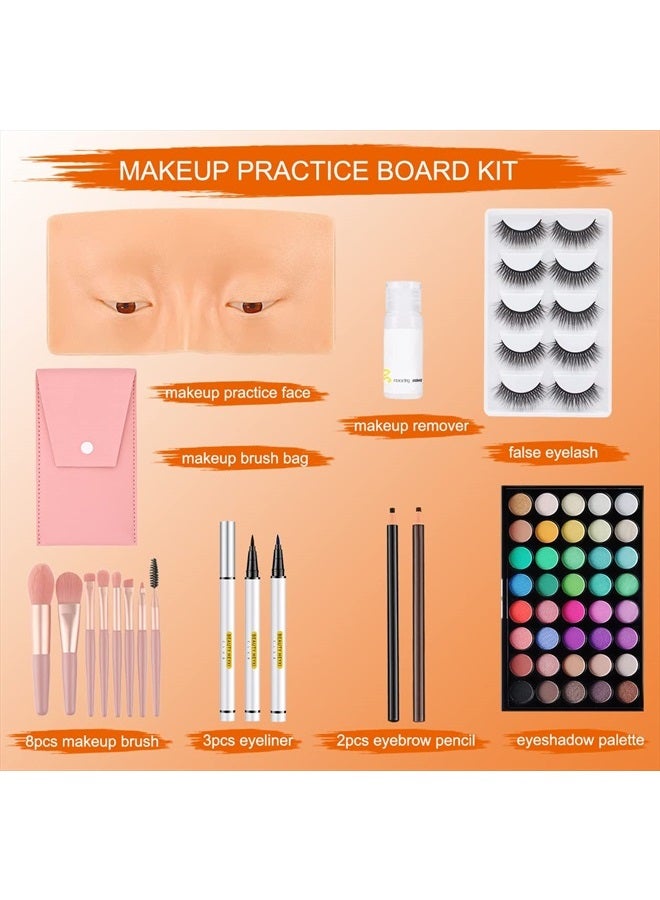 Aibipo Makeup Practice Face Board, 3D Reusable Makeup Mannequin Face Eyeshadow Mannequin, Make up Practice Face with Makeup Kit for Professional Makeup Artists Students and Beginners to Practice Eyes Makeup - Image 3
