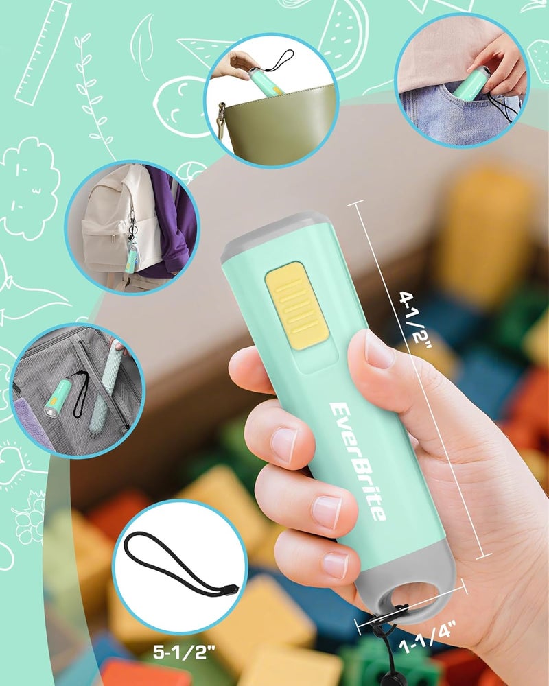 EverBrite Small Flashlight, Mini LED Flashlight, Plastic Torch Use for Emergencies, Camping, Outdoor with Lanyard 3AAA Battery Included, Green - Image 4