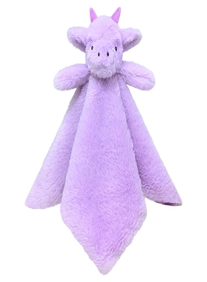 Doindute Baby Purple Dragon Soft Stuffed Animal Security Blanket, Plush Dinosaur Character Lovey Blanket, Baby Shower/Nursery Gift, Newborn Infant Toddler Snuggle Blankie for Girls Boys, 14 Inches - Image 1
