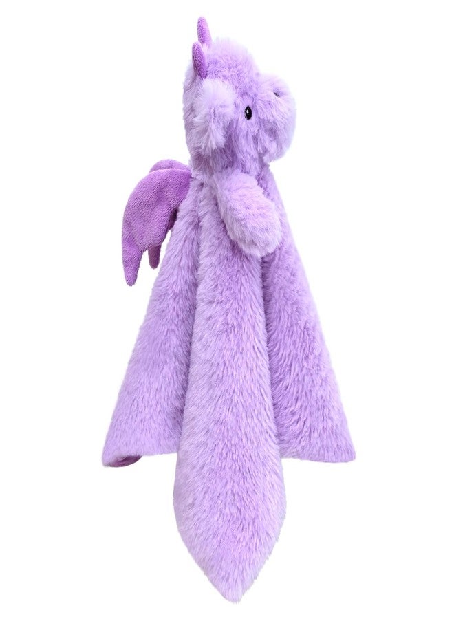 Doindute Baby Purple Dragon Soft Stuffed Animal Security Blanket, Plush Dinosaur Character Lovey Blanket, Baby Shower/Nursery Gift, Newborn Infant Toddler Snuggle Blankie for Girls Boys, 14 Inches - Image 3