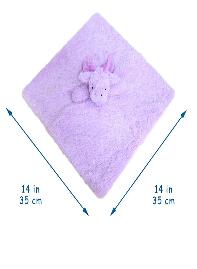 Doindute Baby Purple Dragon Soft Stuffed Animal Security Blanket, Plush Dinosaur Character Lovey Blanket, Baby Shower/Nursery Gift, Newborn Infant Toddler Snuggle Blankie for Girls Boys, 14 Inches - Image 2