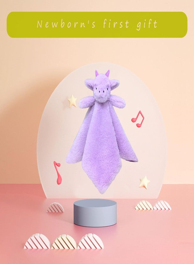 Doindute Baby Purple Dragon Soft Stuffed Animal Security Blanket, Plush Dinosaur Character Lovey Blanket, Baby Shower/Nursery Gift, Newborn Infant Toddler Snuggle Blankie for Girls Boys, 14 Inches - Image 5