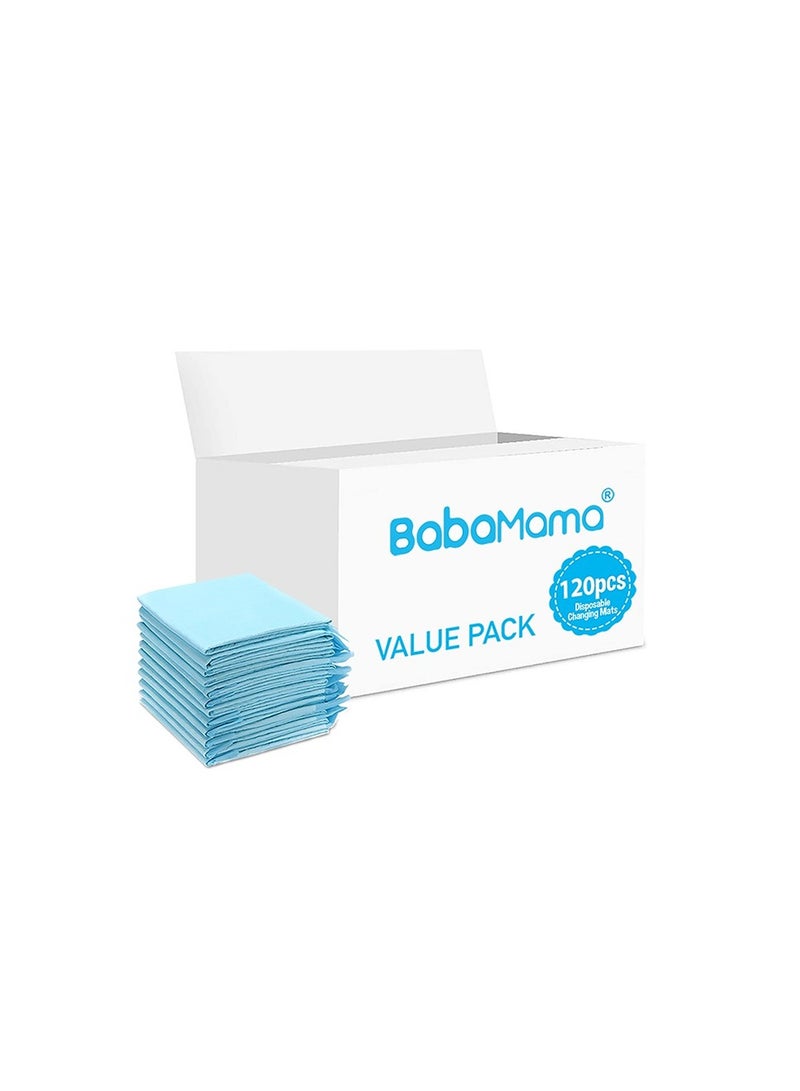 BabaMama Disposable Changing Mats 120 Counts Soft Waterproof Mat Portable Leak Proof Changing Mat New Mom Leak Proof Under pad Mattress Table Protector Pad - Image 1