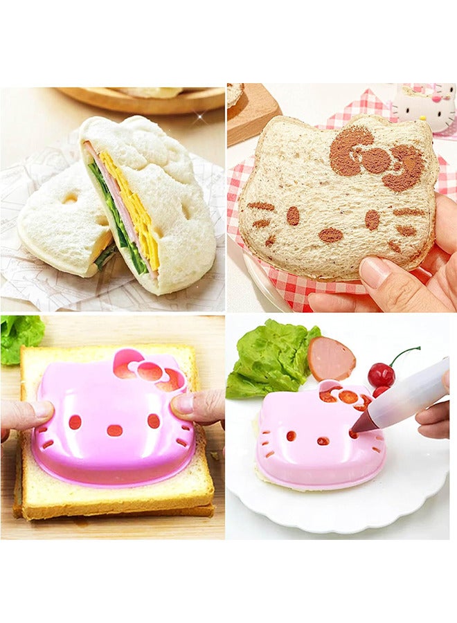 3 قطع من الشطائر علي شكل دببه ومكتوب ، واله غير قابله للكسر لصنع الشطائر ، وقاطع ومكبر للفم ، وعلبه غداء وعلبه غداء - Image 5