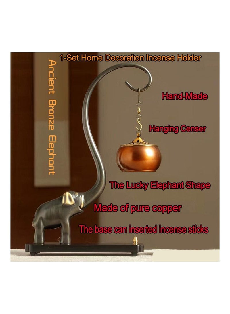 1-Set Home Decoration Incense Holder,Pure Copper Hanging Incense Burner for Home Indoor Office Decorations  - Image 1