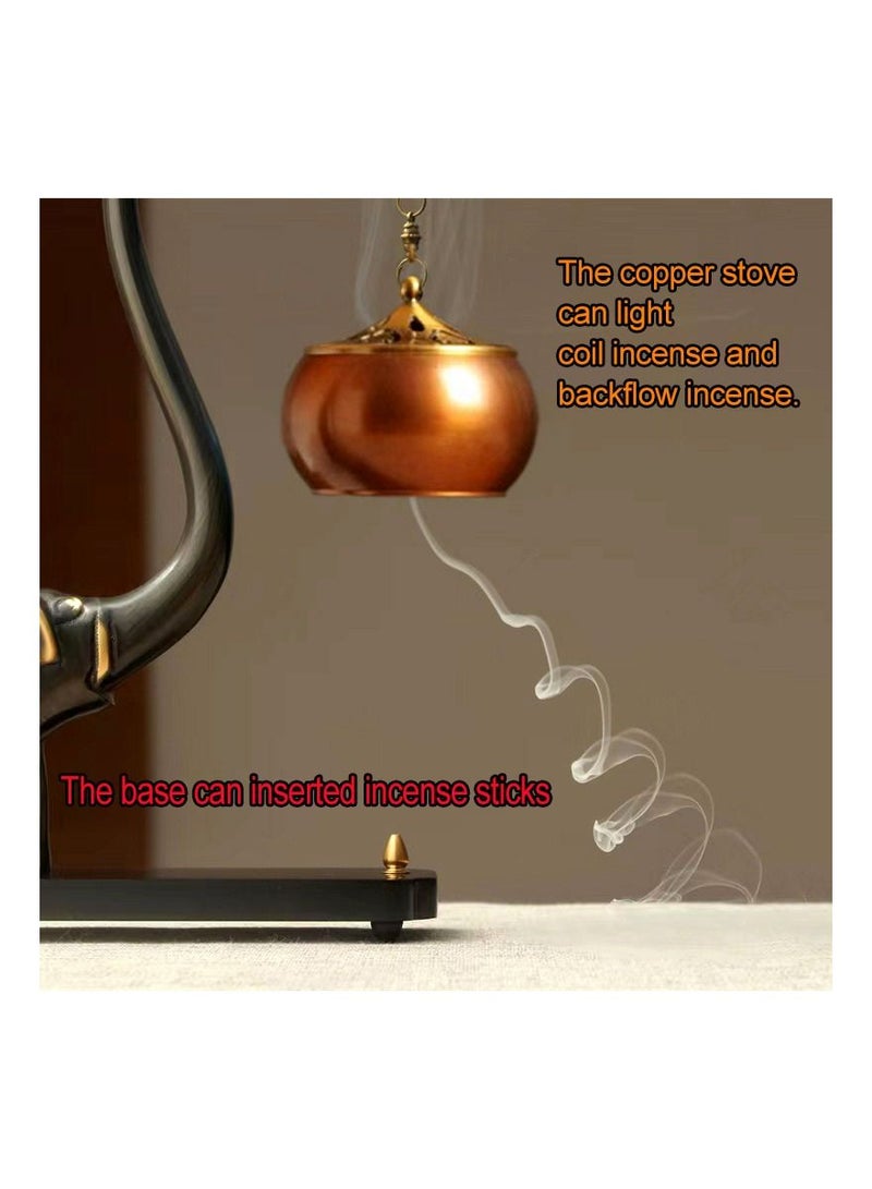 1-Set Home Decoration Incense Holder,Pure Copper Hanging Incense Burner for Home Indoor Office Decorations  - Image 3
