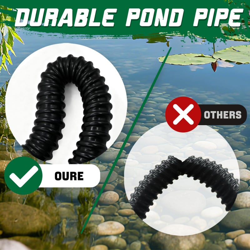 Wocloer Pond Tubing 1â€ Ã— 10 Feet Black Flexible PVC Pond Hose,Garden Pond PVC Tube - Reinforced, Kink-Resistant Tubing for Pumps, Fountains & Waterfalls, with 4 Clamps,1" Dia - Image 3