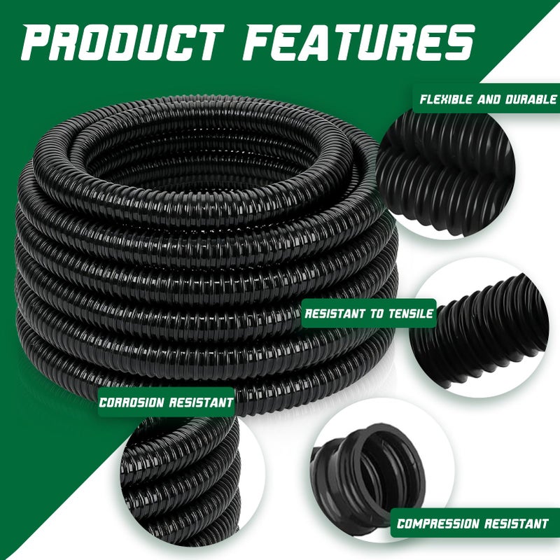 Wocloer Pond Tubing 1â€ Ã— 10 Feet Black Flexible PVC Pond Hose,Garden Pond PVC Tube - Reinforced, Kink-Resistant Tubing for Pumps, Fountains & Waterfalls, with 4 Clamps,1" Dia - Image 4