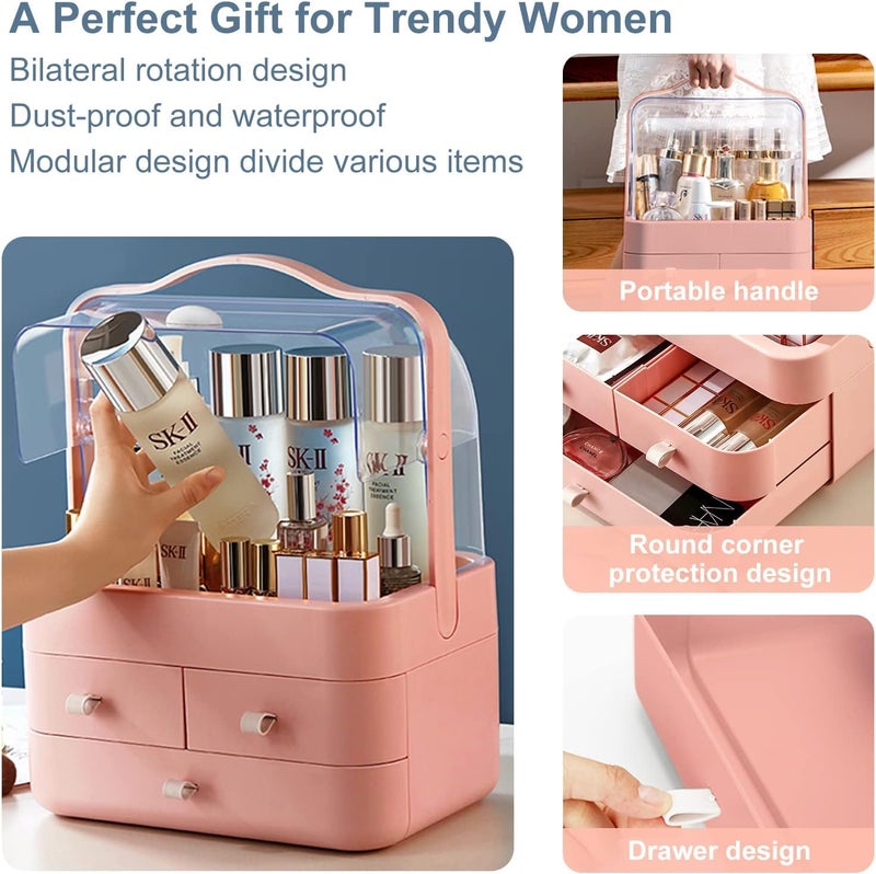 TRADY Makeup Organiser Storage, Cosmetic and Skincare Organiser, Dressing Table Dustproof Waterproof (NEW MAKEUP BOX -1) - Image 2