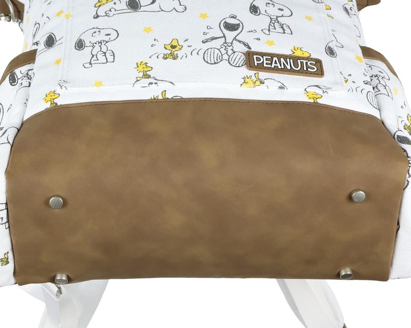 INTIMO Peanuts Convertible Totepack Snoopy and Woodstock Backpack with Carrying Handles and Shoulder Strap Faux Leather Bottom Bag 16" - Image 4