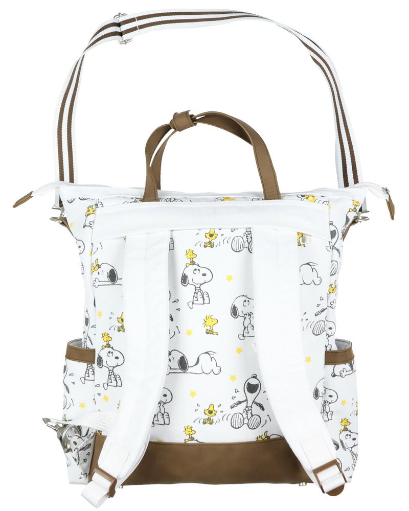 INTIMO Peanuts Convertible Totepack Snoopy and Woodstock Backpack with Carrying Handles and Shoulder Strap Faux Leather Bottom Bag 16" - Image 5