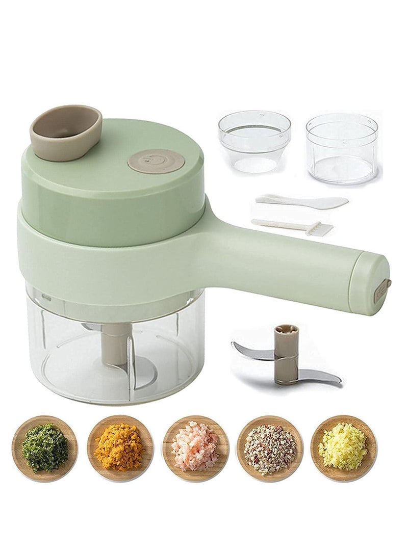 4 in 1 Handheld Electric Vegetable Cutter Set, Mini Hand-held Wireless Electric Garlic Mud Masher Chopper, Mixer Auxiliary Food Slicer Dicer for Garlic Pepper Chili Onion  - Image 1