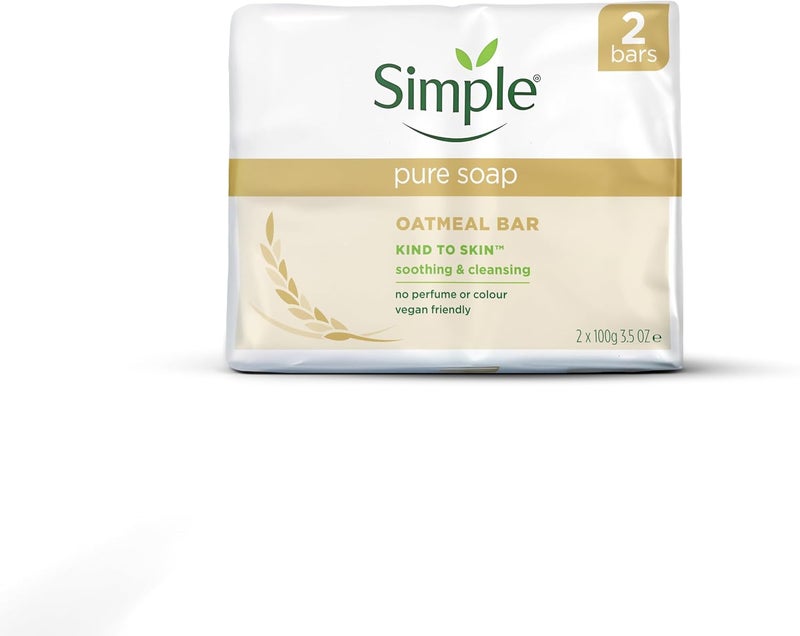 صابون بسيط نقي بشوفان خالي من العطور مناسب للإكزيما والوردية والبشرة الحساسة عبوة مزدوجة 2 × 100 جرام