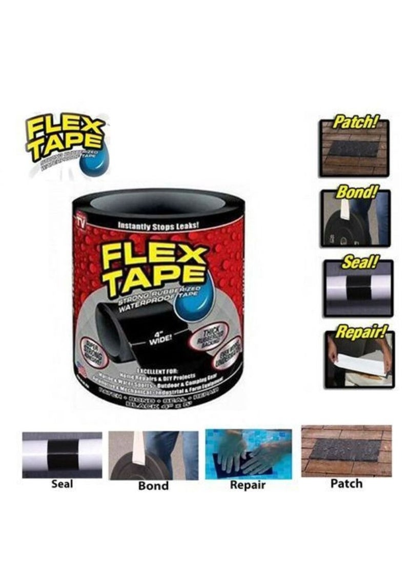 FLEX TAPE Strong Rubberized Waterproof Seal Tape Black 4x5inch 