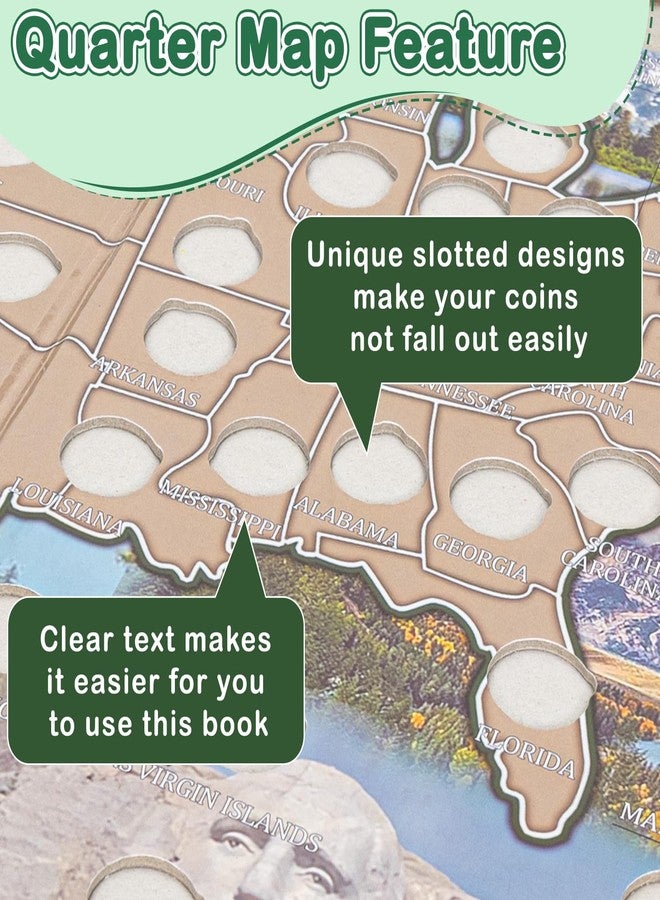 CQNET National Parks Quarter Folder Map, Coin Collection Book, Quarters Holder Album, Birthday Educational Gifts for Friends or Collectors (No Coin) - Image 4