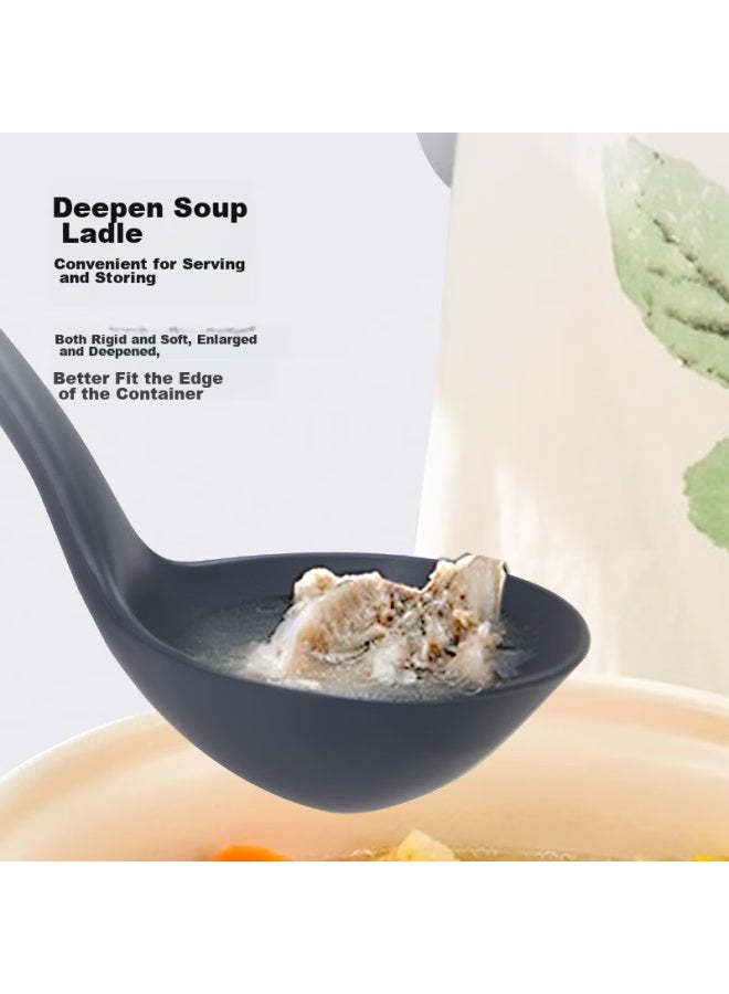 JD.com Jd Jingzao Antibacterial Silicone Soup Ladle, Heat-resistant Large Soup Spoon, Non-stick Pot Porridge Ladle, Extended Anti-scalding Household Soup Spoon  - Image 3