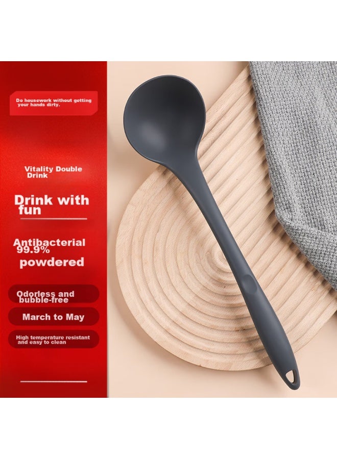 JD.com Jd Jingzao Antibacterial Silicone Soup Ladle, Heat-resistant Large Soup Spoon, Non-stick Pot Porridge Ladle, Extended Anti-scalding Household Soup Spoon  - Image 1