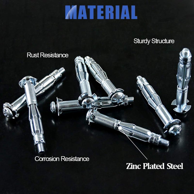 Glarks 30Pcs 5x65MM Heavy Duty Zinc Plated Steel Molly Bolt Hollow Drive Wall Anchor Screws Set for Drywall, Plaster and Tile (M5x65) - Image 3