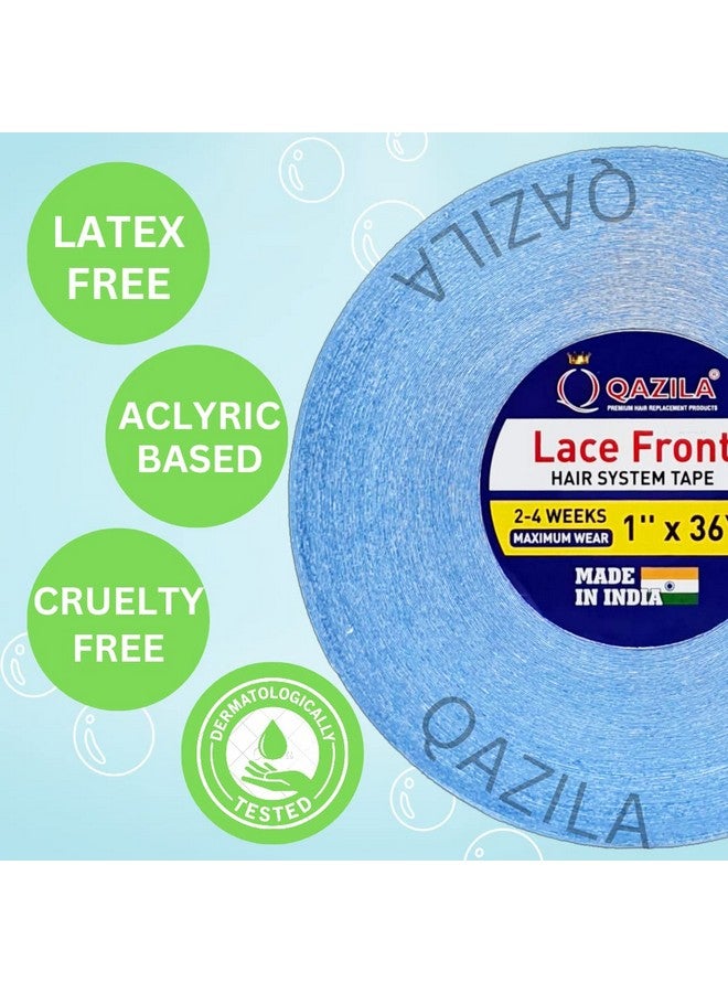 No Shine Tape| Lace Front Tape| Hair Patch Tape| Hair Wig Tape| Transparent With Dull Finish| Undetectable| Very Stretchy And Comfortable| Hypoallergenic| Blue| 36 Yard Roll