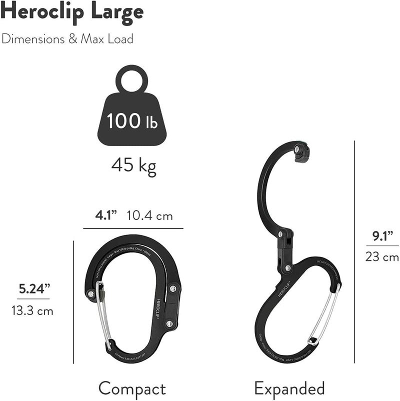 GEAR AID HEROCLIP Carabiner Clip and Hook (Large) for Camping, Backpack, Organization, and Garage, Stealth Black - Image 5
