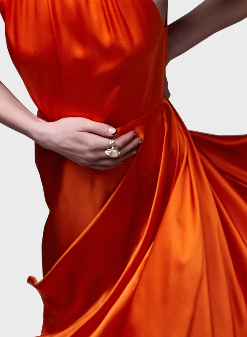 TOPSHOP Satin Halter Dress