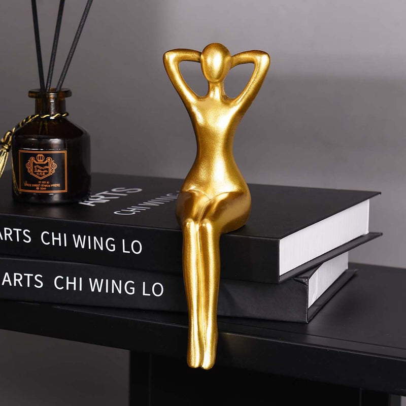 Quoowiit Gold Decor Thinker Statue Decor Book Shelf Decor, Abstract Statue Ornament Office Decor Modern Home Decor Decorations for Living Room Collectable Figurines Coffee Table Decor 3 Piece - Image 5