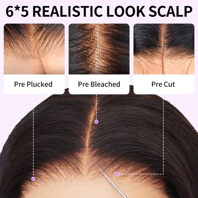 Tinashe Wear and Go Glueless Bob Wigs Human Hair 5x6 HD Lace Closure Wigs Pre Plucked Body Wave Lace Front Wigs Human Hair Short Wigs for Black Women (Loose Body Bob Wig P1B/2/30, 14inch) - Image 3