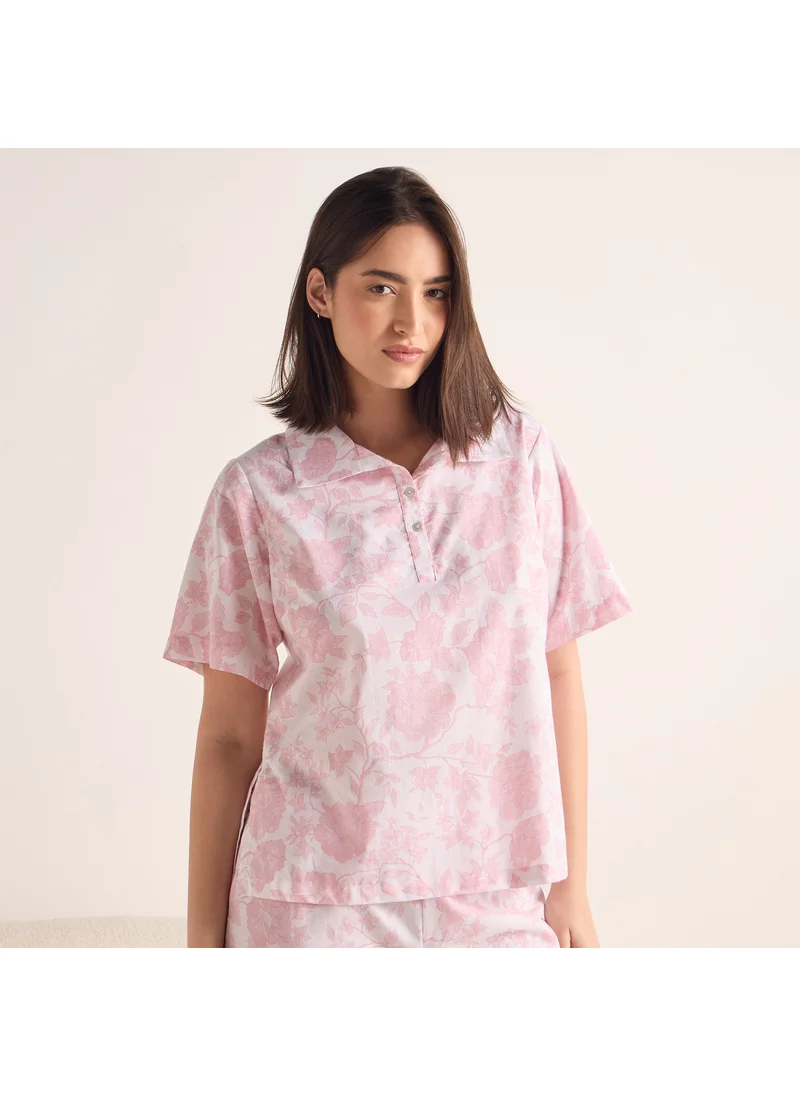 فاف Printed Short Sleeves Top and Pyjama Set