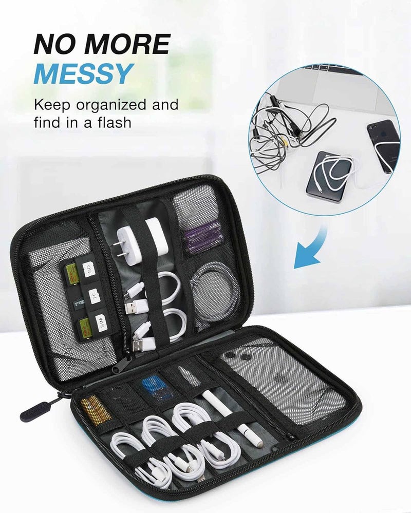 BAGSMART Electronic Organizer Travel Universal Cable Organizer Electronics Accessories Cases for Cable, Charger, Phone, USB, SD Card, Dark Blue - Image 2