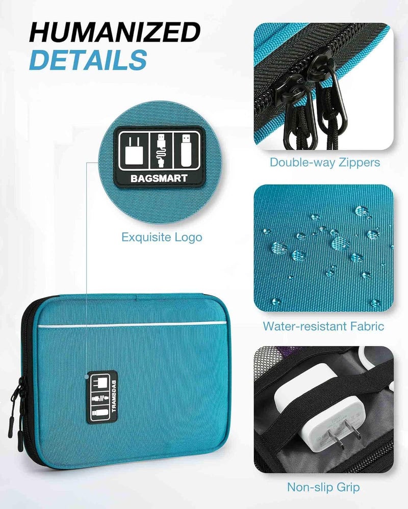 BAGSMART Electronic Organizer Travel Universal Cable Organizer Electronics Accessories Cases for Cable, Charger, Phone, USB, SD Card, Dark Blue - Image 4