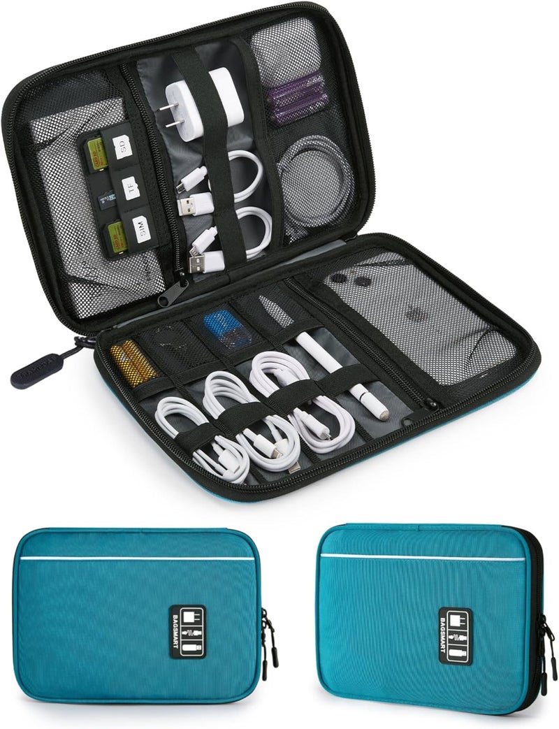 BAGSMART Electronic Organizer Travel Universal Cable Organizer Electronics Accessories Cases for Cable, Charger, Phone, USB, SD Card, Dark Blue - Image 1