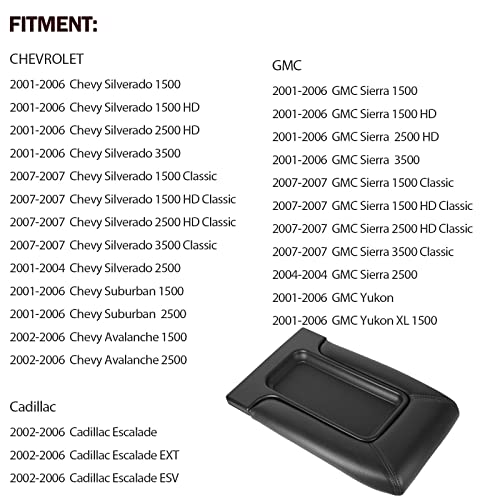 LCWRGS Center Console Lid Kit Replacement for Chevy Silverado GMC Sierra 2001 2002 2003 2004 2005 2006 2007 - Dark Gray - Image 2
