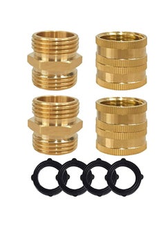 Generic Garden Hose Adapter, 3/4 Inch Solid Brass Hose Connectors Adapters, Male to Male, Female to Female, 4-Pack with Extra 4 Washers  - Image 1