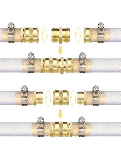 Generic Garden Hose Adapter, 3/4 Inch Solid Brass Hose Connectors Adapters, Male to Male, Female to Female, 4-Pack with Extra 4 Washers  - Image 2