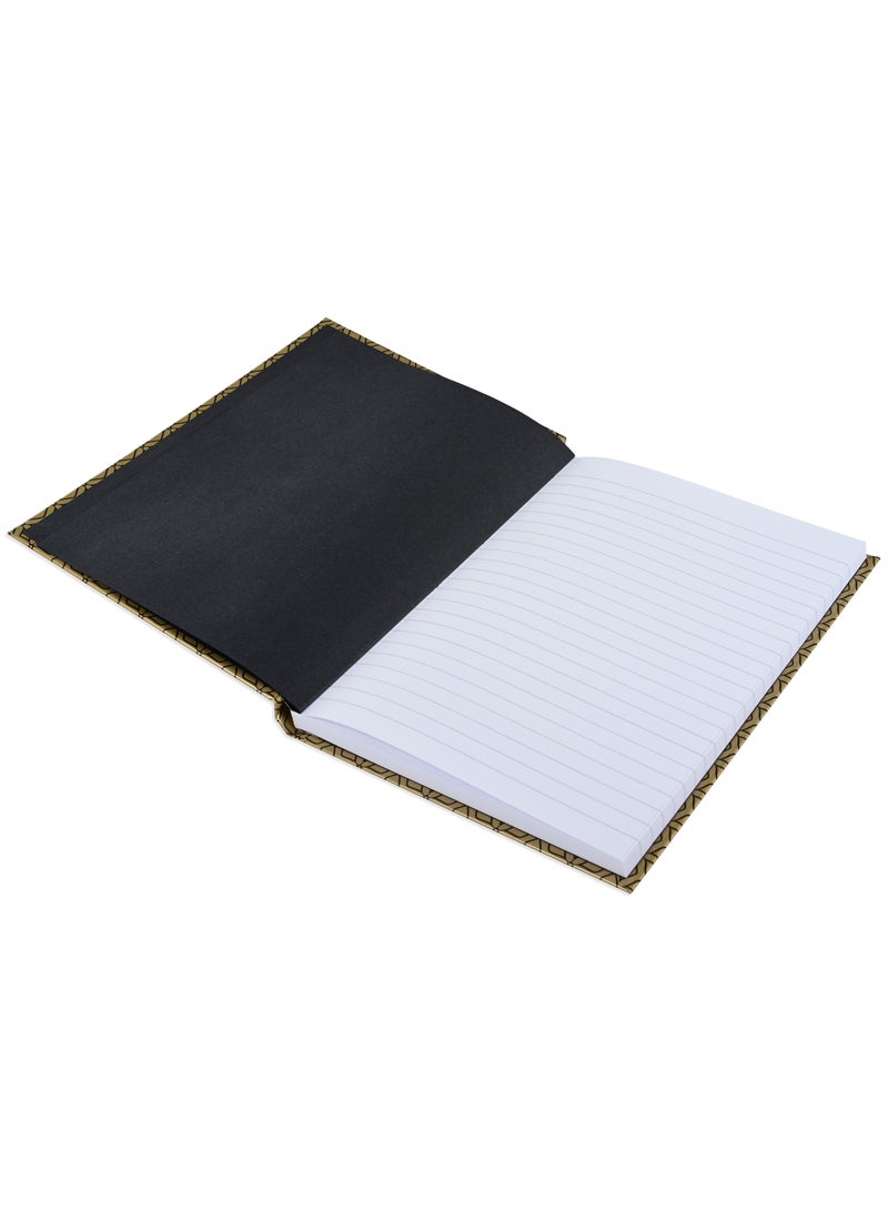 FIS® Notebook Hard Cover, A5 Size(14.8x21cm), 2 Quire, 192 Pages, 96 Sheets, Single Line Ruling, Golden/Black, Packet of 5 Pieces, Design 1 - FSNBHCA5GLBKD01 - Image 5