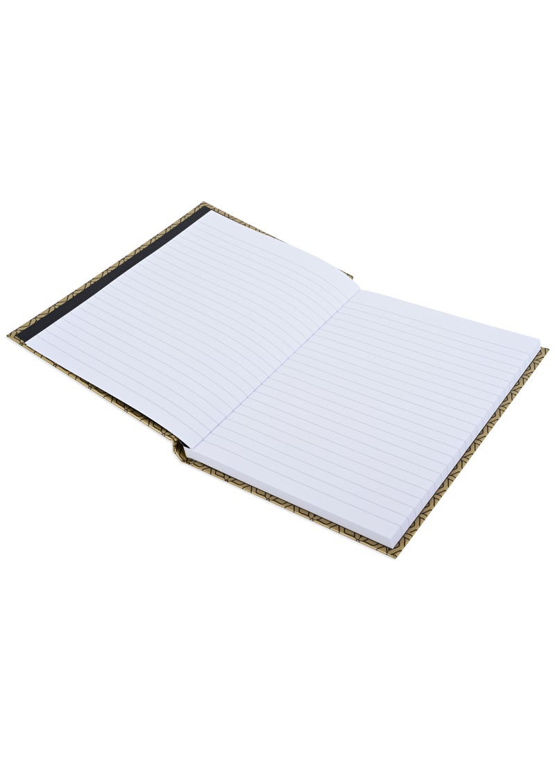 FIS® Notebook Hard Cover, A5 Size(14.8x21cm), 2 Quire, 192 Pages, 96 Sheets, Single Line Ruling, Golden/Black, Packet of 5 Pieces, Design 1 - FSNBHCA5GLBKD01 - Image 2
