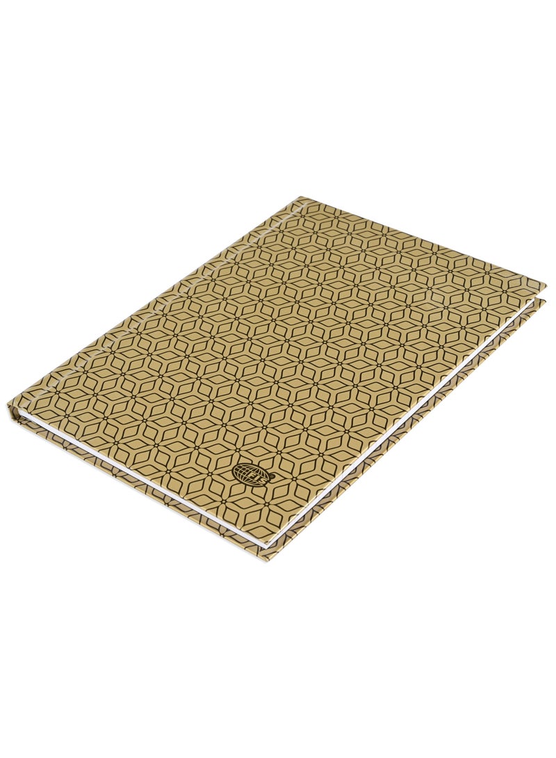 FIS® Notebook Hard Cover, A5 Size(14.8x21cm), 2 Quire, 192 Pages, 96 Sheets, Single Line Ruling, Golden/Black, Packet of 5 Pieces, Design 1 - FSNBHCA5GLBKD01 - Image 3